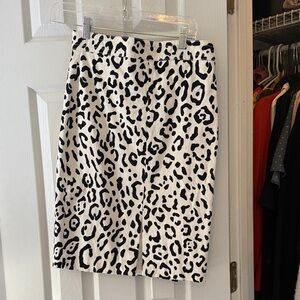 Ann Taylor Black and White Animal Print Pencil Skirt
